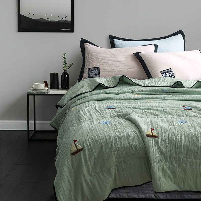 Xi. Ship. Greenins Sleep naked Washed cotton Cotton Summer quilt summer quilt Summer quilt washable  Simplicity Single double summer Thin quilt