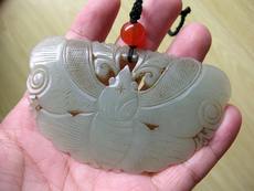 Украшения на шею 老和田青玉蝴蝶挂饰 真品古玩古董 清代古玉手把件收藏
