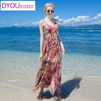 DYouSister Шелковое этническое пляжное платье, стиль бохо, этнический стиль, эффект подтяжки