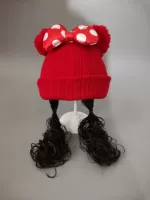 Демисезонный удерживающий тепло детский трикотажный шерстяной милый парик-шапка для девочек для раннего возраста для принцессы с косичкой