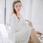 2017 mùa thu mới Pháp retro công chúa nightdress ren thêu sling cổ tích váy hai mảnh dài robe quần áo ngủ nam