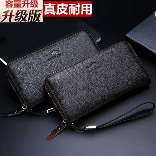 Цепочка с молнией, кожаная сумка с петлей на руку, мужской универсальный бумажник, кожаный кошелек, картхолдер для водительских прав, из натуральной кожи, воловья кожа