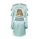 Зеленая тонкая бейсбольная куртка, ретро юбка, комплект, с вышивкой