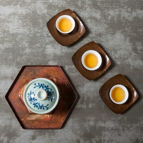 Медная чашка поддержка всех приготовлений молотка ручной работы японская стиля Pure Tie Tea Cushion Cushion Медный железный чай Чэнфу кунг -фу чайная церемония ноль