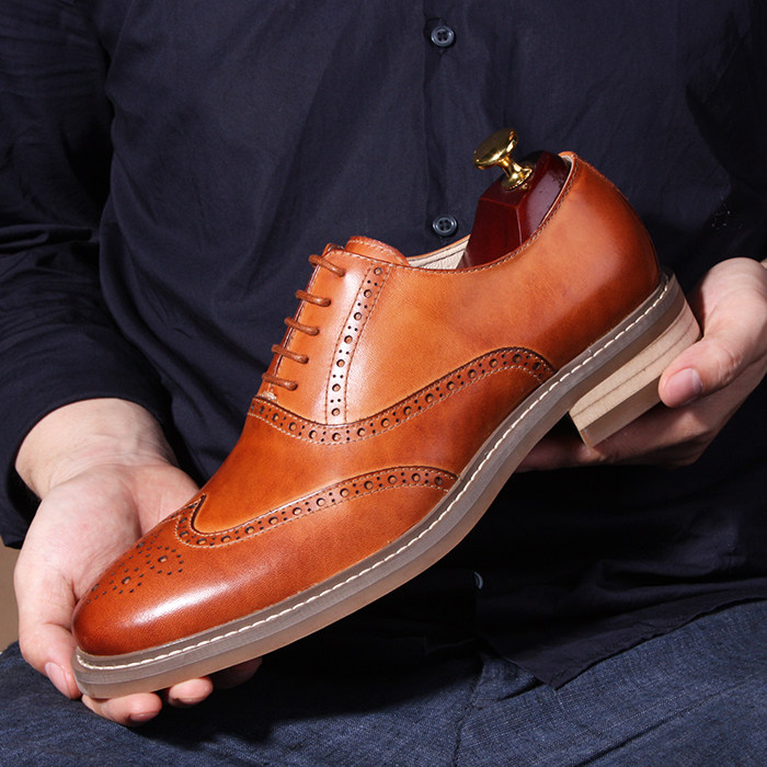 布洛克雕花男鞋复古英伦风真皮巴洛克鞋厚底婚鞋男士商务休闲皮鞋