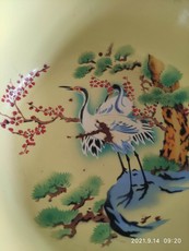 Стакан 5-60年代公私合营时期金龍牌松鹤常青38公分深行洋盆搪瓷大盆