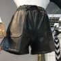 Thu đông 2018 phiên bản mới của Hàn Quốc có dây thun là quần da mỏng quần lửng đen mỏng lưới phiên bản cộng với chất liệu nhung nữ đồ công sở nữ