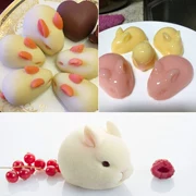 YQYM Yiqiang Yiming Phim hoạt hình mới Mousse Khuôn 6 Ngay cả Bunny Pig Snack Jelly Khuôn Silicone - Tự làm khuôn nướng