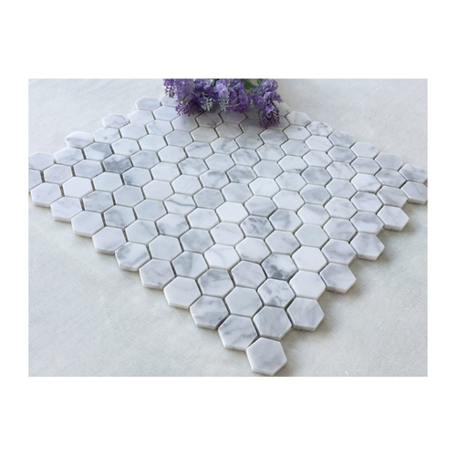 Белая шестиугольная мозаичная плитка бар Дэвид Карара Белый гексагональный камень туалетная стена ванная комната