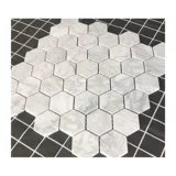 Белая шестиугольная мраморная антикварная мозаика на стену