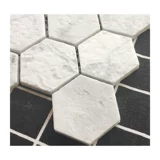 Белая шестиугольная мраморная антикварная мозаика на стену