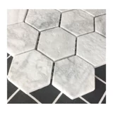 Белая шестиугольная мраморная антикварная мозаика на стену