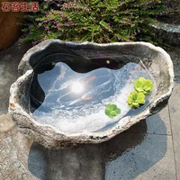 Японская стиль двор каменная вода миска дзен Каменный цилиндр грубая резное рыбное аквариум с одной горшкой на пол видит арт -ландшафт каменный орнамент