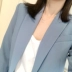 2018 mùa thu mới chất lượng cao màu xanh eo nhỏ phù hợp với nữ giản dị Hàn Quốc phiên bản của quần thẳng hai mảnh phù hợp với Business Suit