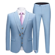 2018 phiên bản mới màu xanh nhạt của Hàn Quốc phù hợp với kích thước lớn phù hợp với thủy triều mỏng phù hợp với nam giới tổ chức ba bộ váy cưới - Suit phù hợp