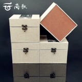 Литературный ретро хлопок Mainer Full -Fans, квадратная среда, простой фиолетовый фарфоровый фарфоровый антиквариат Brocade Box