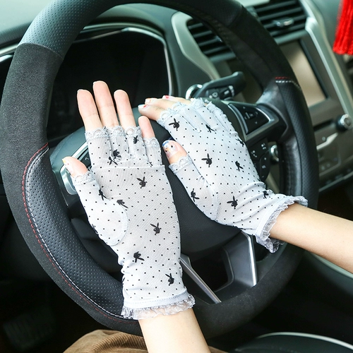 Кружевные перчатки, летний тонкий прохладный комплект, дышащий уличный солнцезащитный крем, без пальцев, защита от солнца, УФ-защита