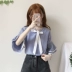 Mùa hè mới của phụ nữ phiên bản Hàn Quốc của đại học cánh cung kèn tay áo rộng mỏng áo sơ mi hoang dã áo sơ mi - Áo sơ mi