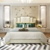 Hậu hiện đại theo phong cách Hồng Kông giường da sang trọng giường đôi đơn giản da nghệ thuật phòng ngủ chính 1,8 m nội thất phòng mẫu trắng - Giường