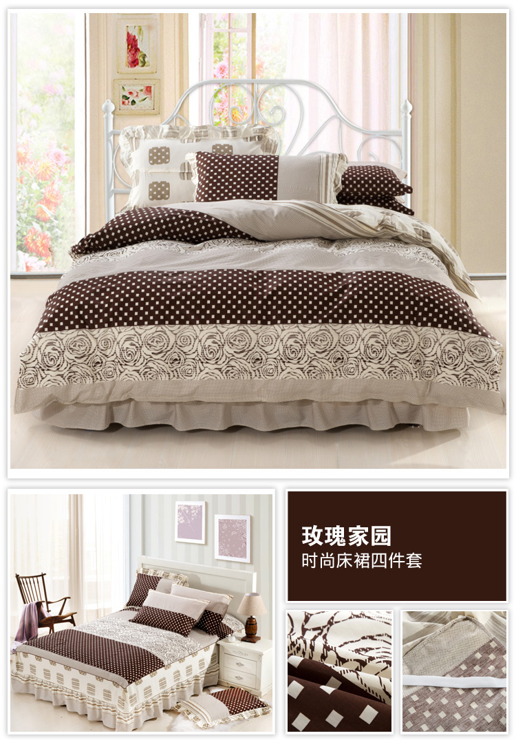 Bộ đồ giường bông cotton giường ngủ giường váy bốn bộ giường váy phong cách 1.5 1.8 2 mét mùa thu và mùa đông
