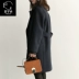 2018 Hàn Quốc phiên bản của mùa thu mới và mùa đông lỏng mỏng giữa chiều dài phụ nữ da đen của len áo thời trang áo áo khoác nữ kaki Trung bình và dài Coat