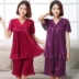 Phụ nữ mùa hè chất béo MM dịch vụ nhà nightdress đồ ngủ phù hợp với mặc phụ nữ mang thai cộng với phân bón XL băng lụa 220 kg