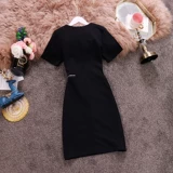 Летнее цветное приталенное платье с круглым воротником, юбка, в корейском стиле