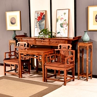 Zhongtang Six -Piece Four -Piece Solid Wood для Taishen Tainan Elm Elm Master Chair восемь бессмертный стол в стиле китайского в стиле
