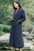 Vintage văn học Trung Quốc phong cách quốc gia cotton gió quần áo phần dày với pad bông mùa đông dài khí chất áo khoác cotton màu xanh nữ - Bông Bông