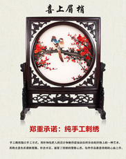 Вышивка Гуандун 粤绣精品喜上眉梢双面绣摆件纯手工刺绣工艺品中国特色新房用品