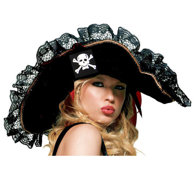 taobao agent 万圣节海盗帽蕾丝海盗帽儿童帽女款海盗帽黑色加勒比海盗帽子