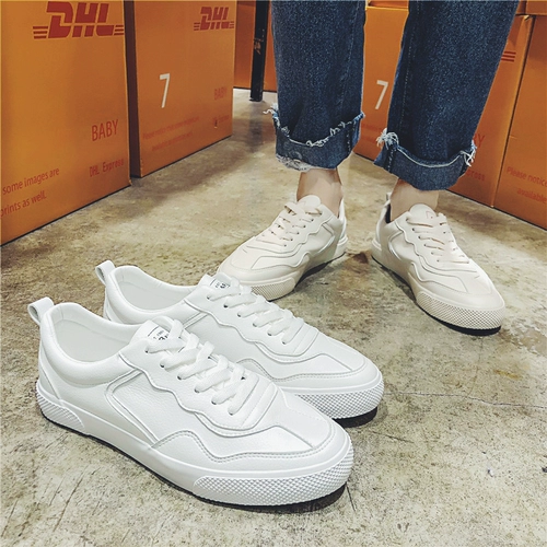 Универсальная базовая трендовая тканевая белая обувь, белые спортивные кроссовки для отдыха, в корейском стиле