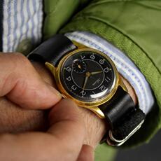 Винтажные наручные часы 乌克兰代购unique◇古着1950s苏联复古收藏男士黑色机械腕表手表