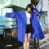 2018 mùa xuân và mùa thu mới Hồng Kông phong cách cá tính in ấn phần dài phiên bản lỏng lẻo trùm đầu dây kéo cardigan phụ nữ áo gió áo khoác áo măng tô nữ dáng dài Trench Coat