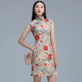 Хлопковое модное ципао, юбка, короткий рукав
