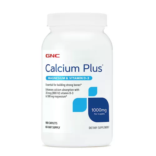 Связанный, выпущенный в июне 24 года GNC GNC Высокие таблетки кальция 1000 мг180 зерна кальциевого магния, магния, D3 кальциево -добавка кости