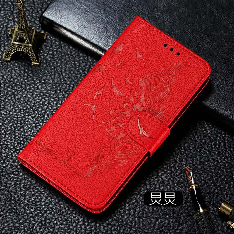 Samsung A8 & 2018 & RedFor Samsung A5 A7 A7 A9 2018 paragraph Mobile phone set silica gel Clamshell  Insert card Leather case personality originality