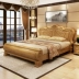 Phòng ngủ chính theo phong cách châu Âu Giường gỗ nguyên khối 1,8 m Giường cưới đôi Nội thất nước Mỹ đơn giản hiện đại 1.5 lưu trữ giường hộp cao - Giường Giường