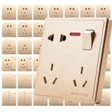 Тип 86 Шампанского золота с пятью -отверстие двойное двойное одноразовое одно -открытое одно -контрольное двойное двойное переключатель 10A двухэтажный