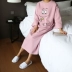 Mùa xuân và mùa hè cotton nữ sinh đồ ngủ kích thước lớn mùa thu dài tay công chúa váy ngủ cotton phụ nữ mang thai dính liền với cô gái dịch vụ nhà