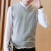 2018 mùa xuân và mùa thu vest nam áo len vest thanh niên V-đan tay Hàn Quốc phiên bản của triều đáy len vest quần áo mỏng áo len mỏng Dệt kim Vest