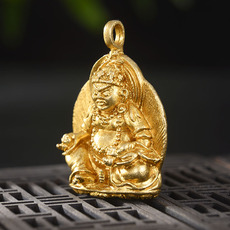 Китайская карта защиты от несчастий 黄财神佛像吊坠纯铜招财尼泊尔密宗法器西藏小佛牌平安护身符挂件