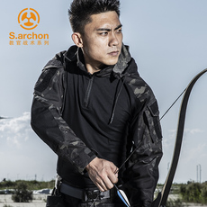 Футболка для туризма и кемпинга 军迷长袖t恤男装特种兵战术上衣耐磨防刮工作服劳保套装黑迷彩色