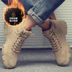 Мокасины, прогулочная обувь 加绒马丁靴男士秋冬季百搭软底工装户外运动徒步登山鞋高帮沙漠靴
