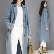 Áo khoác len nữ 2019 thu đông 2014 phiên bản mới của Hàn Quốc dài thẳng thẳng giản dị phù hợp với xu hướng thời trang quần áo nữ - Áo Hàn Quốc