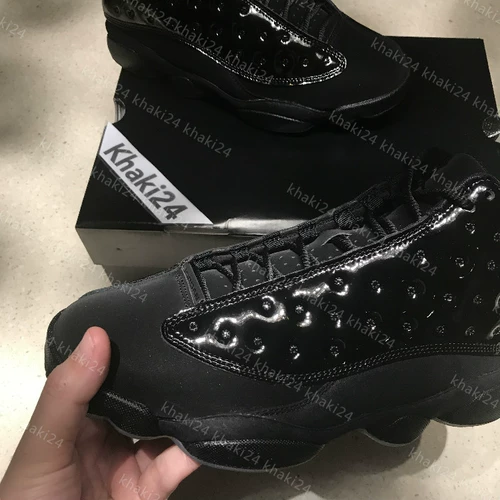Khaki24 Air Jordan 13 AJ13 Black Cat Pacific Pure Black Samurai Gao Gang 414571-012