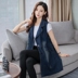 Fat MM thời trang size lớn nữ vest nữ 2018 mới vest denim mùa xuân và mùa thu mới vest dài vest áo khoác nữ cá tính Áo vest