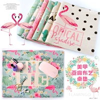 Nhật bản cotton linen nghệ thuật nail bảng mat xương rồng có thể giặt linen xách tay vải mat nail cửa hàng cung cấp công cụ đèn làm nail