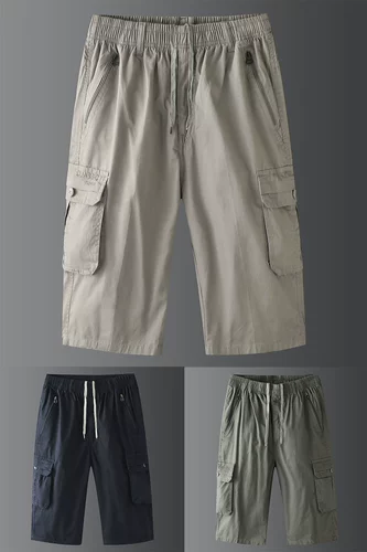 Штаны, летние хлопковые шорты для отдыха, оверсайз, для среднего возраста