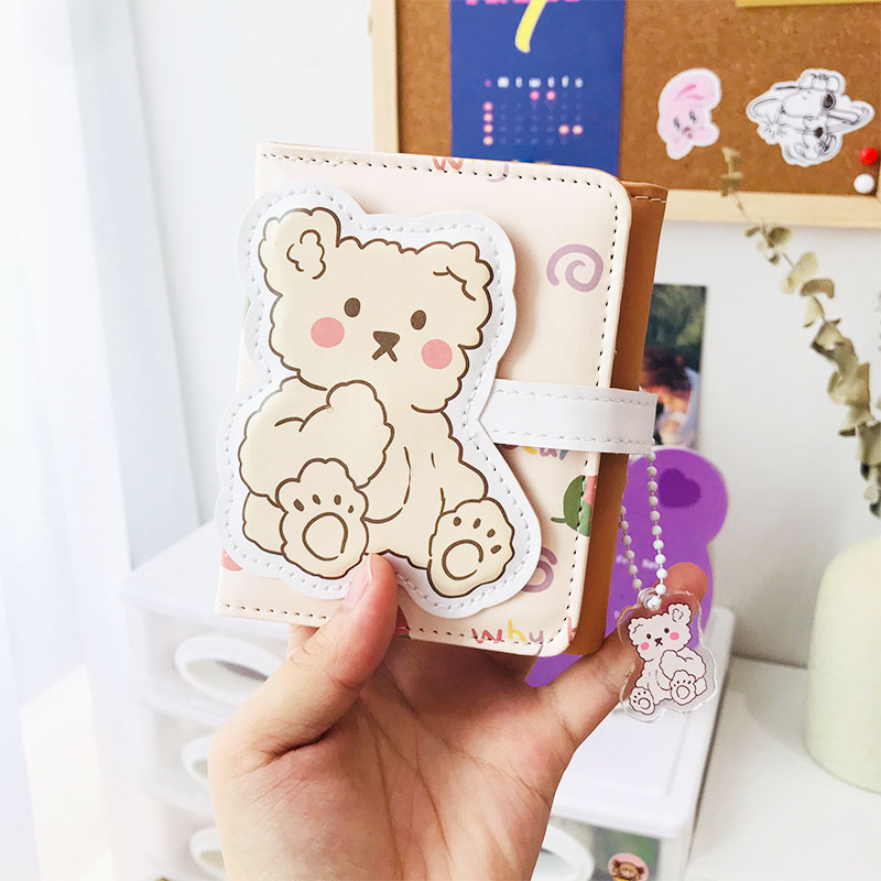 Strawberry Bear Wallet + Pendantoriginal chic Japan and Korea Bear wallet Cartoon female have cash less than that is registered in the accounts coin purse stud  70% off PU Card bag Storage Small bag